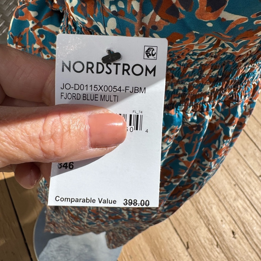Joie Blue Rust Teal Floral Summer Spring Sleeveless Faux Wrap Dress Plus Sz 4X - Picture 7 of 15